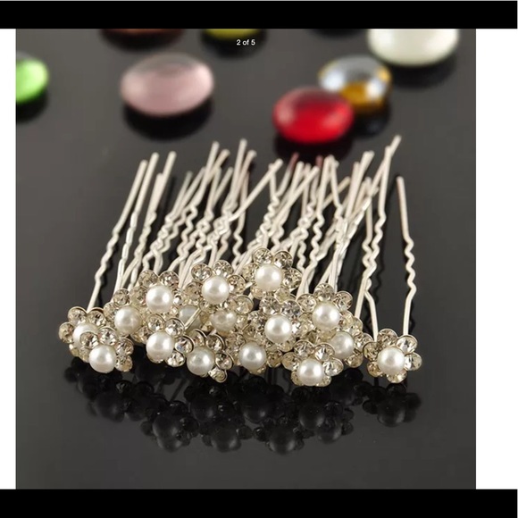 NWT Beautiful rhinestone & pearl hair pins - Picture 4 of 8